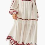 Free People White Gold Victorian Sweet Escape Midi Flowy Bohemian Dress Photo 11