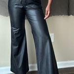 Maeve by Anthropologie Black Faux Leather High Waisted Pants US Size 8 Photo 0