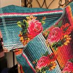 Crazy Train reversible, poncho style tunic top. Sarape, flowers and Leopard Photo 2