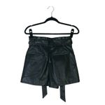 ZARA NWT Faux Leather Shorts Womens XS Black High Rise Belted Vegan Streetwear Photo 2