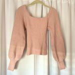Light Pink Balloon Sleeve Knit Sweater Photo 2