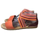 Sorel Shoes Womens 9 Purple Orange Suede Ella Zing Criss Cross Flats Sandals Photo 1