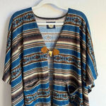Double D Ranch Women’s Western Double Pocket Suede Fringe Cardigan Duster Size S Blue Photo 2