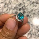 Australian Crystal Oval Stone Ring Dipped In White Gold M! So Pretty And Sparkly! Brand New’ Green Photo 1