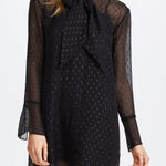 Theory  Silk Chiffon Metallic Stitching Scarf Shirt Dress Size 8 Photo 0