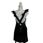 Free People  Endless Summer Black Mini Tie‎ Ruffle Linen Blend Dress Size M NWT Photo 3
