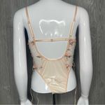 Women’s sheer panel floral embroidered appliqué pink lingerie sleepwear large Photo 7