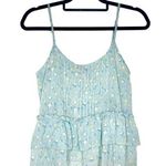 Forever 21  Floral Ruffle Sheer Sleeveless Tiered Tank Top Large Blue Yellow Photo 0