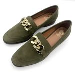 Vince Camuto Aliyana Leather Loafers Olive green Sz 9 preppy Chic Academia Photo 2