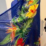 Rima Sarong one size beach wear wrap vacation tropical swim coverup bright scarf Blue Photo 8