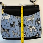Danny K Dog Print Crossbody Bag Blue Black Adjustable Strap Zipper Pockets Photo 6