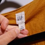 Gap Linen Blend Dress Mustard Yellow V Neck Button Down Knee Length Coquette 6 Photo 3