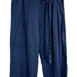 J.Crew  Size‎ 2 Pants Cotton navy Blue Wide Leg Palazzo Belted Side Zip Crop 685 Photo 0