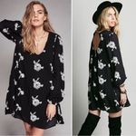 Free People  Embroidered Emma Long Sleeve Boho Mini Tunic Dress Womens Size M Photo 1