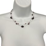 Purple Beaded Layered Necklace Silver Tone Chain Costume Jewelry Y2K Purple Photo 1