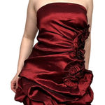 Poetry Vintage Y2K  Lrg Strapless Merlot Burgandy Iridescent Mini Cocktail Dress Photo 0