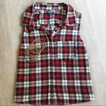 Wild Fable Red Black Plaid Sleeveless Button Flannel Top New Photo 2