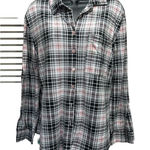 Rue 21  Plaid Flannel Pink/Black/White Button Up Long‎ Sleeve Shirt Size Small Photo 0
