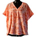 Belle by Kim Gravel Chic Summer Bloom Blouse Peach Floral Print, Size 4X NWOT Orange Photo 1
