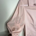 Blush Pink Sheer‎ 3/4 Sleeves Stretch Button Front Shirt M Size M Photo 4