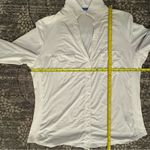 J. McLaughlin Women’s Size L Cream Ivory Slinky Ribbed Sides Button Down Shirt Photo 5