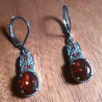 Simulated Red Diamond Stainless Steel Lever Back Earrings Photo 0