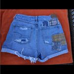 American Eagle  Denim Jean Mom Shorts Size 4 Patchwork Rolled Cuffs Distressed Photo 1