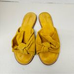 Madewell  Mustard Yellow Suede Leather Bow Flats Womens 7 Sandals Slides Beach Photo 1