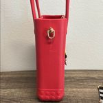 Red Mini Charm Tote with Checkered Crossbody Strap Photo 8