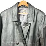 Chicos Womens Metallic Genuine Leather Jacket Size XL Silver Maximalist Mob Wife Photo 1