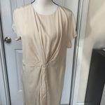 LK Bennett  cream ivory silk twist front midi dress 12 US minimalist quiet luxury Photo 3