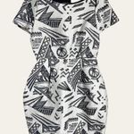 Vintage Genny Geometric Jacquard Print Sheath Mini Dress Size 6 Photo 0