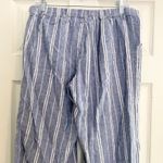 Just living Striped Wide Leg Pants Blue White Linen Blend Casual Comfy L Boho Photo 7