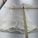 Eliza J Dress Womens 4 White Lace Plunge V Neck Flutter Sleeve Mini Bridal Photo 8