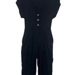 Abercrombie & Fitch Abercrombie Fitch Jumpsuit Womens XS Lightweight V Neck Short Sleeve Pockets Blk Photo 0