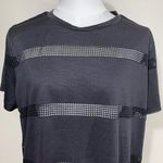 Gypsies & Moondust Black Sheer Mesh Stripe Short Sleeve Top Size L Boxy Fit Tee Size L Photo 1