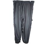 Aerie  Charcoal Grey Satin Cargo Pants Joggers In L Photo 5