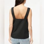 NWT J. Crew Factory Sz S Linen Blend Square Neck Linen Tank Black CA205 Natural Photo 1