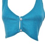 BDG  Urban Outfitters Tank Top Racerback Ultra Cropped Blue Button Front Medium Photo 1