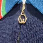 St. John Sport Santana Knit Sweater Jacket M Blue Striped Collar Full Zip Luxury Photo 3