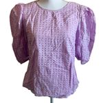 A New Day  Women's Light Purple Short Puff Sleeve Eyelet Top - Size Medium - NWT Photo 0