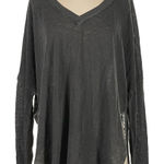 We The Free Free People Women's Gray V-Neck Oversized Top Small Photo 0