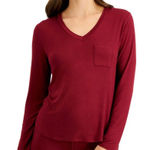 Alfani  Intimates V- Neck Long Sleeve Lounge/ Sleep Top Photo 0