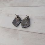 Vintage Stud Earrings Dark Grey with Gems Retro Statement Gray Photo 4