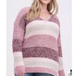 Torrid NWT Slouchy V Neck Tunic Thick Knit Sweater Pink Stripe Size 1X Photo 0