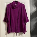Chico's Cashmere Blend Elegant Purple Cowl Neck Fringe Poncho Sweater Size L/XL Photo 4