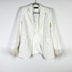 Akira White Bridal Bride Crystal Jewel Diamond Embellished Feather Blazer Jacket Photo 0