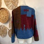 Vintage Koret City Blues Patchwork Southwestern Knit Boho Cardigan Sweater M Blue Size M Photo 6