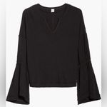 We The Free Free People  Dahlia Thermal Top Black Small Bell Sleeve Oversized Photo 2