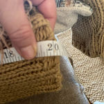 Boho Western Tan Cropped fringe chunky knit mock neck sweater Size L Photo 9